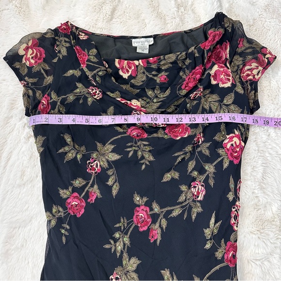 PARADISE NY vintage Black Floral Bias Beaded Maxi Dress Whimsigoth Fairy Medium - Picture 5 of 12